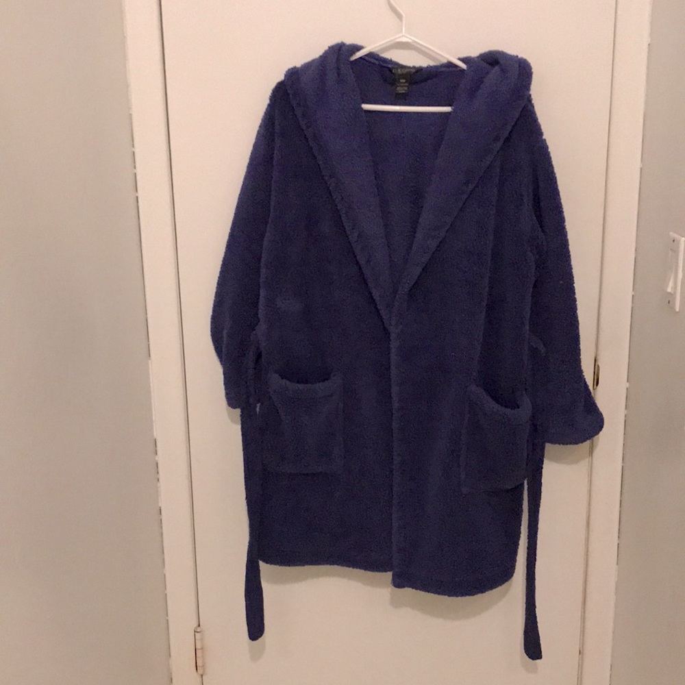 Navy Blue Women's Bathrobe with Hood Size Medium